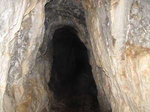 The tunnel is of shale. "Might it collapse?" I ask "I think it'll be standing for longer than we are" replies Claus (flash photo)