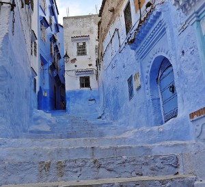 The blue washed streets are restful to the eye after the starker white villages of Andalucia